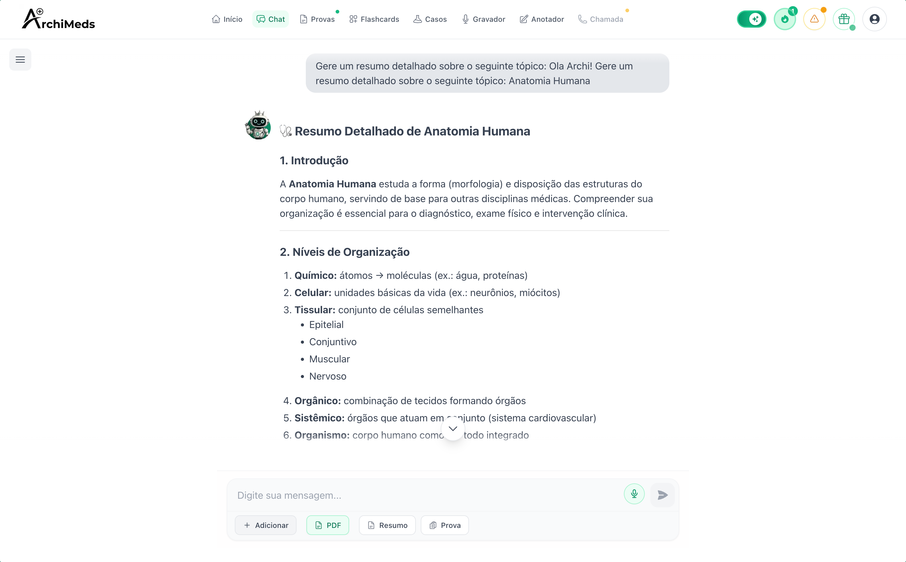Chat de IA para Estudos Médicos - ArchiMeds